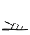 SAINT LAURENT LEATHER CASSANDRA FLAT SANDALS,17478652