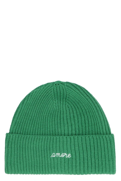 Maison Labiche Amore Ribbed Knit Beanie In Green