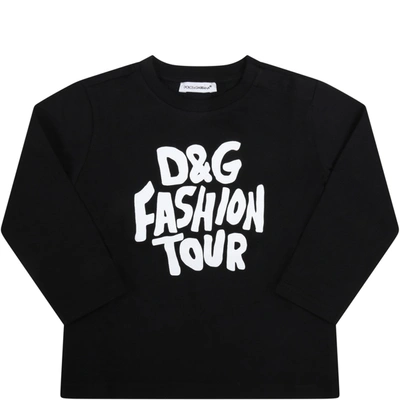 Dolce & Gabbana Babies' Fashion Tour-print Cotton T-shirt In Black