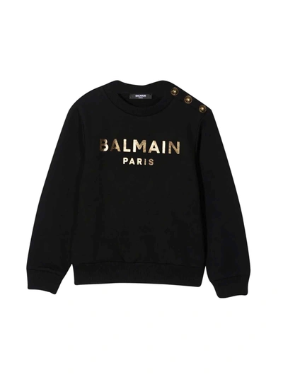 Balmain Kids' Unisex Black Sweatshirt In Nera