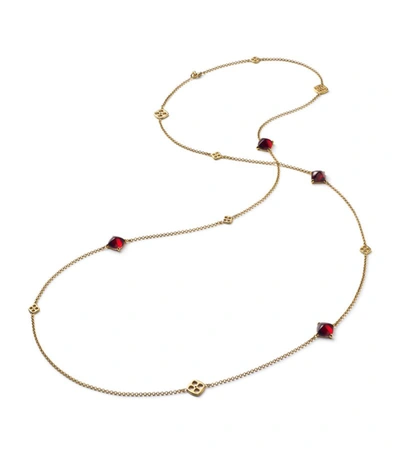 Baccarat Gold Vermeil Mini Medicis Red Long Necklace In Clear