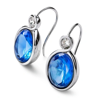 Baccarat Sterling Silver Croise Blue Earrings In Clear
