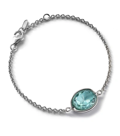 Baccarat Sterling Silver Croise Turquoise Chain Bracelet In Clear