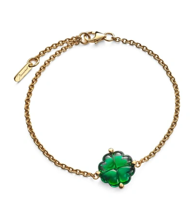 Baccarat Gold Vermeil Trefle Green Bracelet In Clear