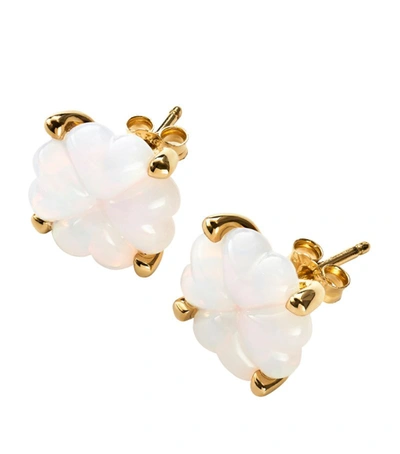 Baccarat Gold Vermeil Trefle White Stud Earrings In Clear
