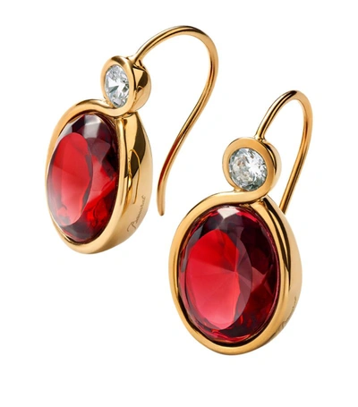 Baccarat Gold Vermeil Croise Red Earrings In Clear
