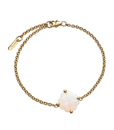 Baccarat Gold Vermail Trefle White Bracelet In Clear