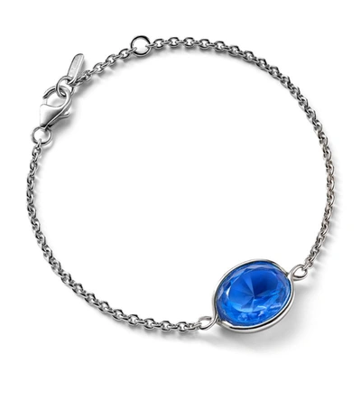 Baccarat Sterling Silver Croise Blue Chain Bracelet In Clear