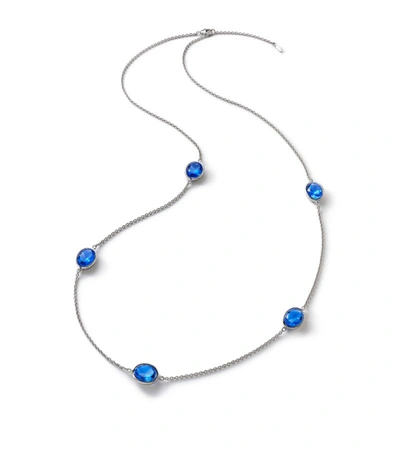 Baccarat Sterling Silver Croise Blue Necklace In Clear