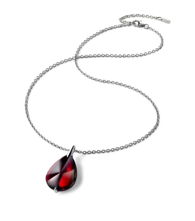 Baccarat Sterling Silver Fleurs De Psydelic Iridescent Red Necklace In White