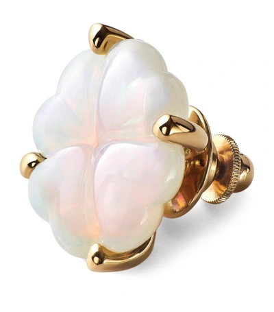 Baccarat Gold Vermeil Trefle White Brooch In Clear