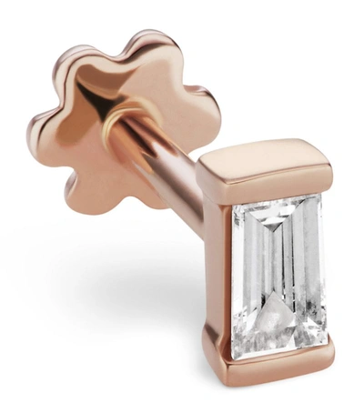 Maria Tash Baguette Diamond Threaded Single Stud Earring In Rose Gold