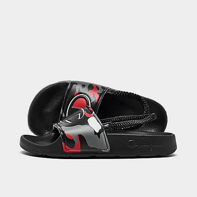 Champion Babies'  Kids' Toddler Ipo Camo Slide Sandals In Black/grey/red/white