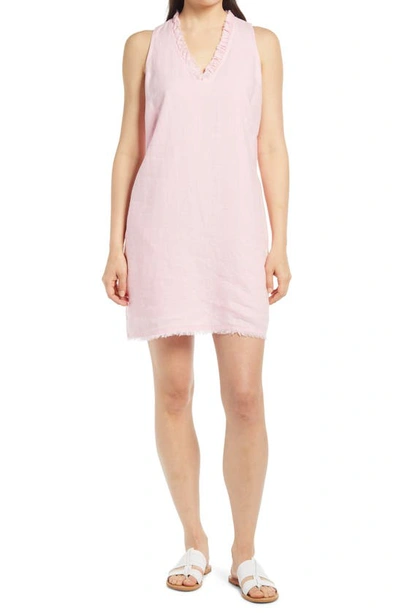 Tommy Bahama Two Palms Ruffle V-neck Linen A-line Dress In Pink