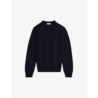 Sandro Mens Bleus Long-sleeve Crewneck Cashmere Jumper