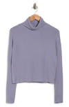 Renee C Cowl Neck Brushed Knit Crop Pullover In Lavendar