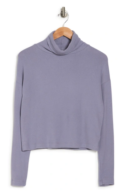 Renee C Cowl Neck Brushed Knit Crop Pullover In Lavendar