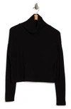 Renee C Cowl Neck Brushed Knit Crop Pullover In Black