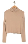 Renee C Cowl Neck Brushed Knit Crop Pullover In Taupe