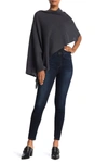 Portolano Lightweight Lambswool Cowl Neck Poncho In Dk Hth Grey