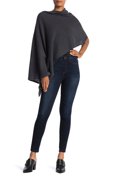 Portolano Lightweight Lambswool Cowl Neck Poncho In Dk Hth Grey