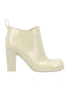 Bottega Veneta Shine Square Toe Ankle Rain Boots In Seasalt