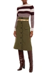 Victoria Beckham Brushed Striped Wool Sweater In Burgundy