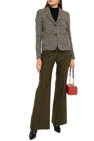 Victoria Beckham Houndstooth Wool-blend Jacket In Ecru