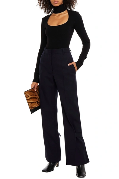 Victoria Beckham Wool-twill Flared Trousers In Navy
