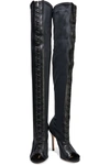 Gianvito Rossi Leather-trimmed Faille Over-the-knee Boots In Black