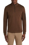 Bugatchi Cotton Blend Quarter Zip Sweater In Mocha