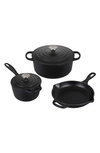 Le Creuset 5-piece Signature Enameled Cast Iron Cookware Set In Licorice