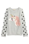 Tucker + Tate Kids' Icon Sweater In Grey Lt Heather Unicorn- Dots