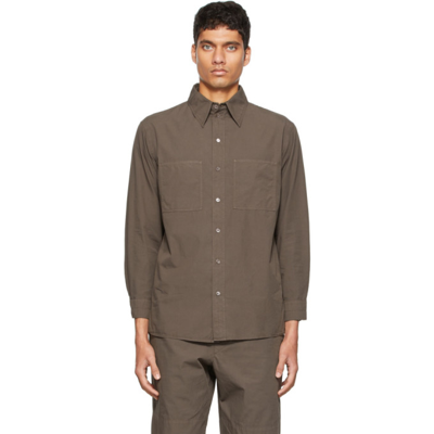LEMAIRE patch pocket shirt サイズ46 Lemaire Brown Poplin Patch Pocket Shirt In Chestnut | ModeSens