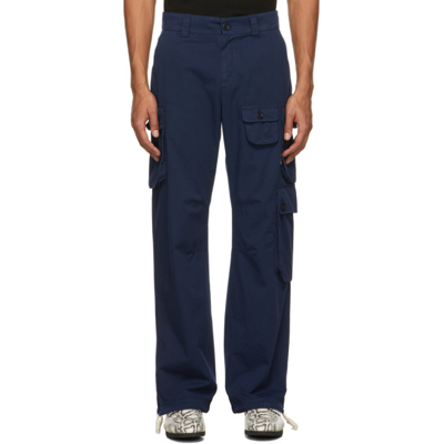 Palm Angels Straight-leg Cargo Trousers In Blue