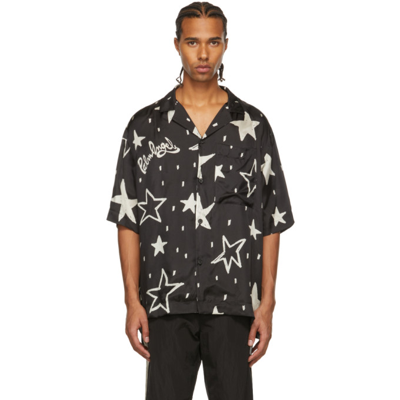 Palm Angels Night Sky Star Print Button-up Shirt In Black
