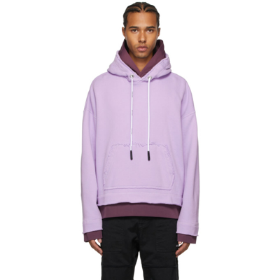 Palm Angels Men's Double-layer Palm Pullover Hoodie In Violet