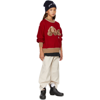 PALM ANGELS KIDS RED & BROWN BEAR SWEATER