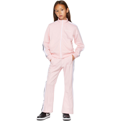Palm Angels Kids Pink Track Jacket In Pink White