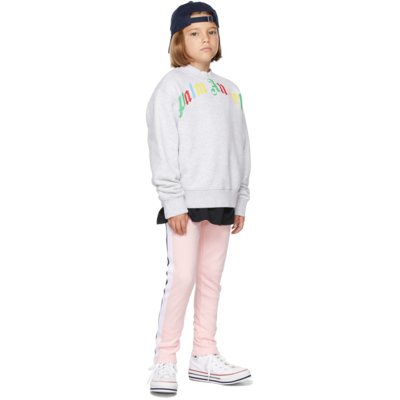 Palm Angels Kids Pink Track Leggings In Pink White