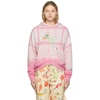 Collina Strada Hot Mantis Tie Dye Round Hem Hoodie In Hot Pink Grid