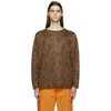 SOUTH2 WEST8 BROWN LEOPARD WOOL JACQUARD SWEATER