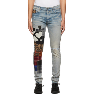 Amiri Men's Art Patch Skinny Jeans In Clay Indigo | ModeSens