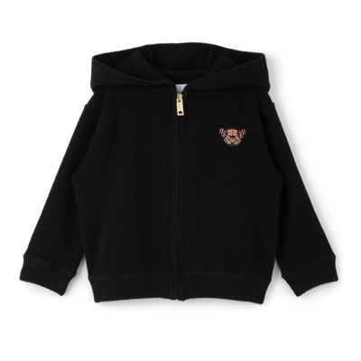 Burberry Baby Cashmere Bear Motif Hoodie In Black