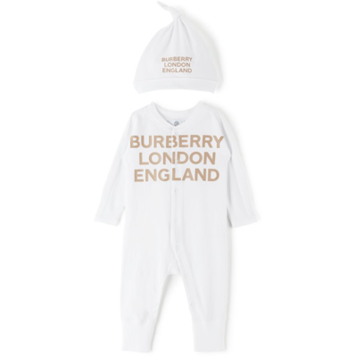 Burberry Baby Cleo Logo Bodysuit Set In White