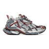 Balenciaga Runner Logo-detailed Rubber-trimmed Mesh Sneakers In White Burgundy Grey
