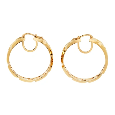 Versace Gold Tone Greca Hoop Earrings