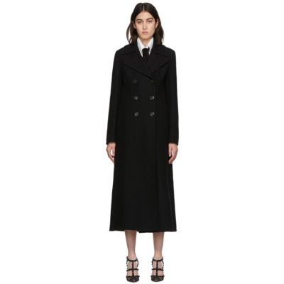 Valentino Double-breasted Wool-blend Twill Coat In Black