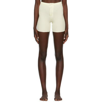 Skims Off-white Waffle Boy Shorts In Cream