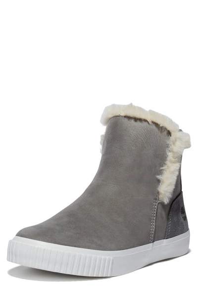 Timberland Skyla Bay Faux Fur Lined Leather Sneaker In Medium Grey Nubuck